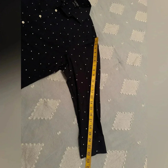 Lauren Ralph Lauren Slim Fit Stretch Non Iron Men's 17 34/35 Navy w/ Stars Shirt - Picture 8 of 8
